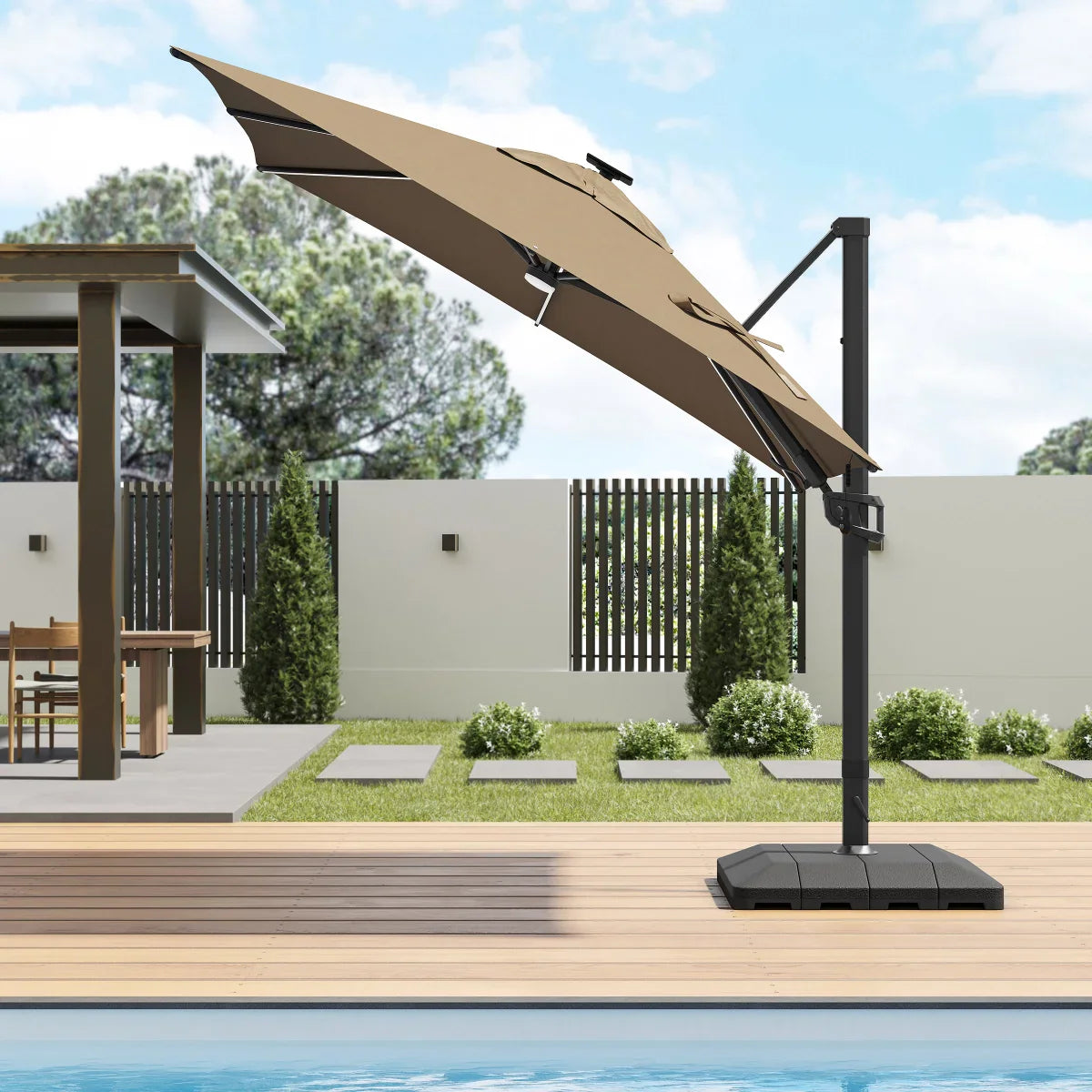 Sirio 3 m x 3 m (10 ft. x 10 ft.) Cantilever Umbrella with Solar Powered LED