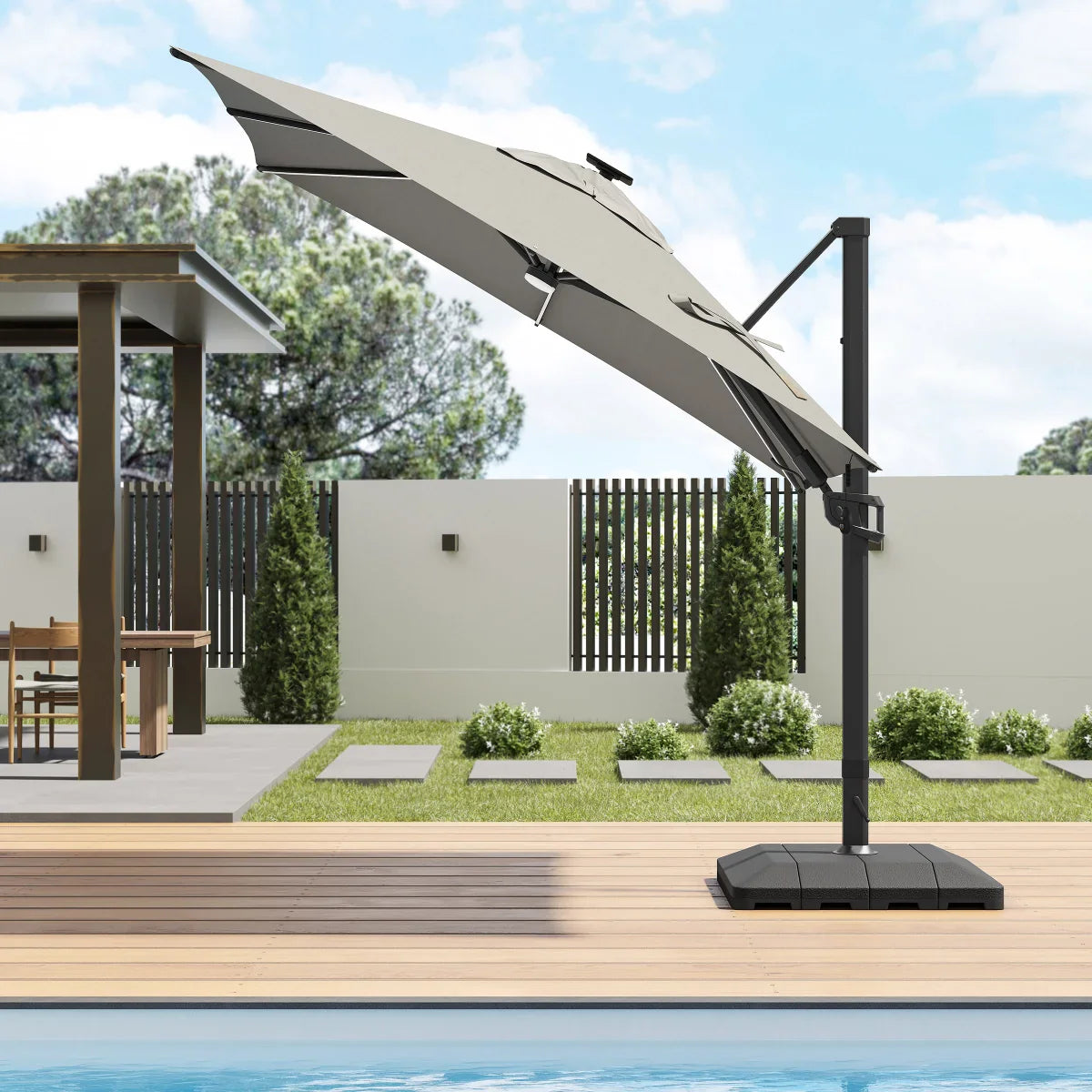 Sirio 3 m x 3 m (10 ft. x 10 ft.) Cantilever Umbrella with Solar Powered LED