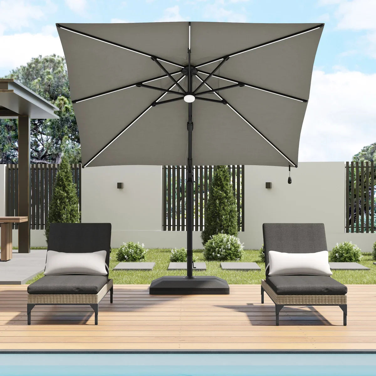 Sirio 3 m x 3 m (10 ft. x 10 ft.) Cantilever Umbrella with Solar Powered LED