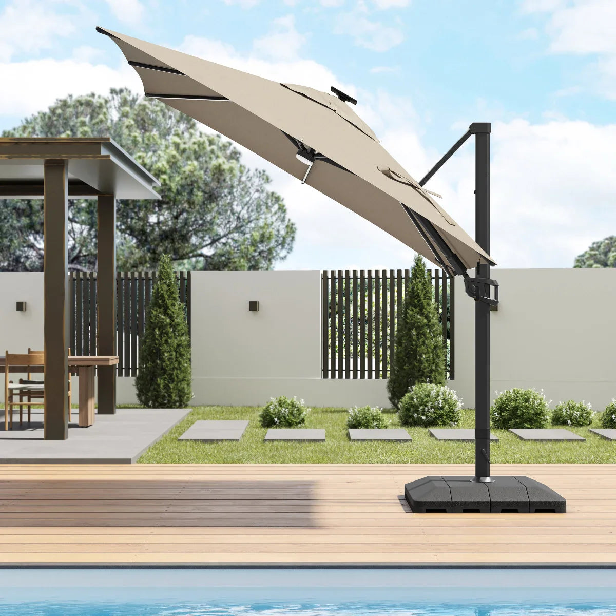 Sirio 3 m x 3 m (10 ft. x 10 ft.) Cantilever Umbrella with Solar Powered LED