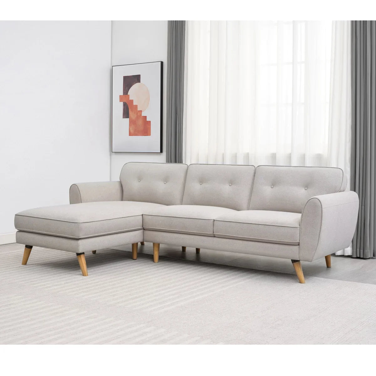 Fabric Left-hand Facing Sofa-Chaise