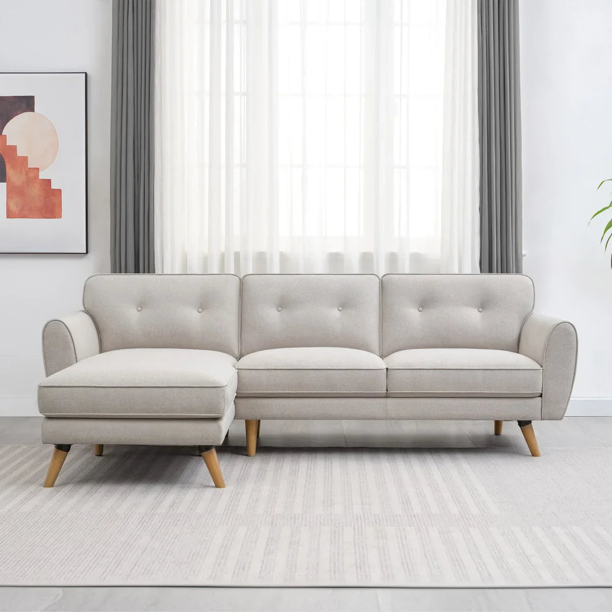Fabric Left-hand Facing Sofa-Chaise