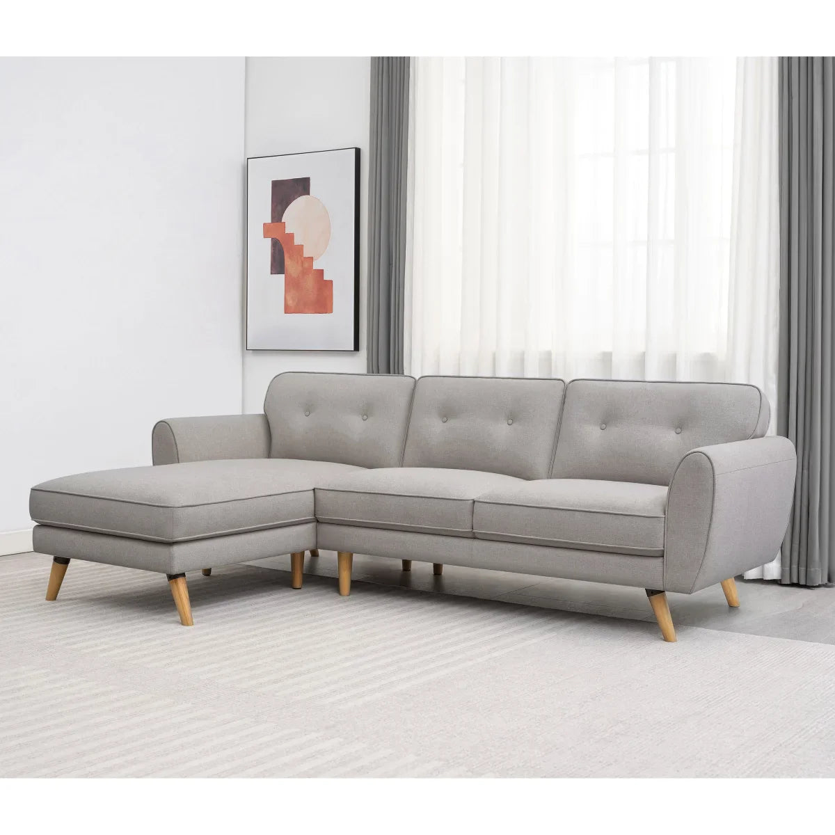 Fabric Left-hand Facing Sofa-Chaise