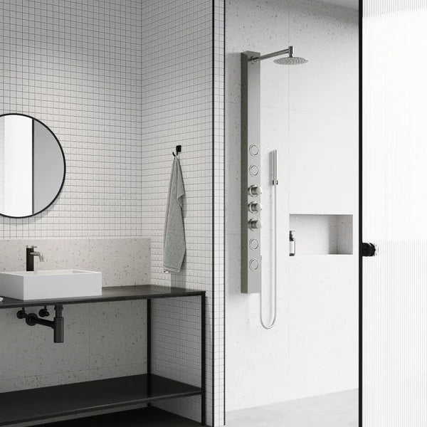 VIGO Sutton 4-jet Shower Panel with Round Head and Hand Shower Wand