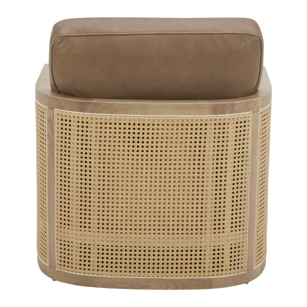 Aiden & Ivy Top-grain Leather Swivel Chair with Artificial Rattan