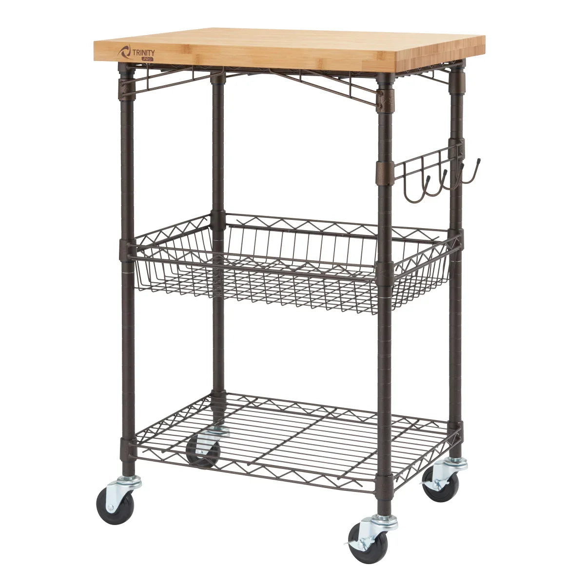 Trinity Pro Storage Expandable Bamboo Kitchen Cart