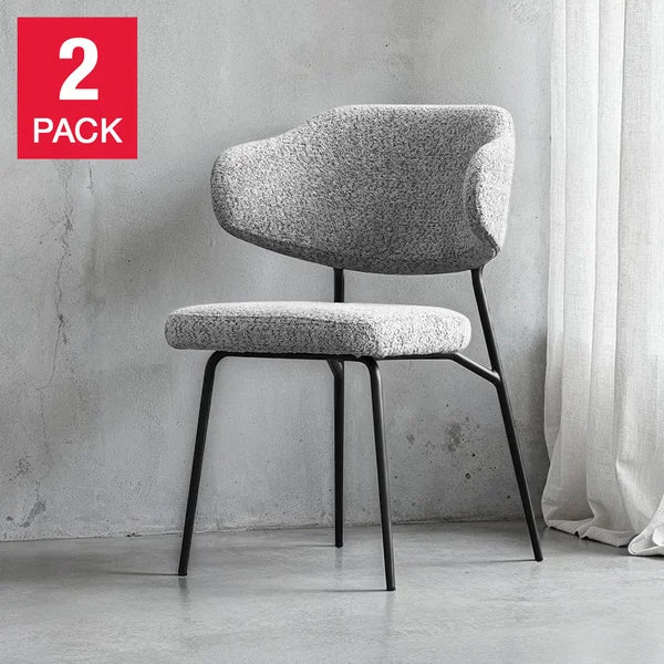 Mobital Clutch Fabric Dining Chair with Black Frame, 2-pack