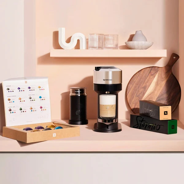 Nespresso Vertuo Next Deluxe Coffee and Espresso Maker by DeLonghi, Chrome with Aeroccino Milk Frother