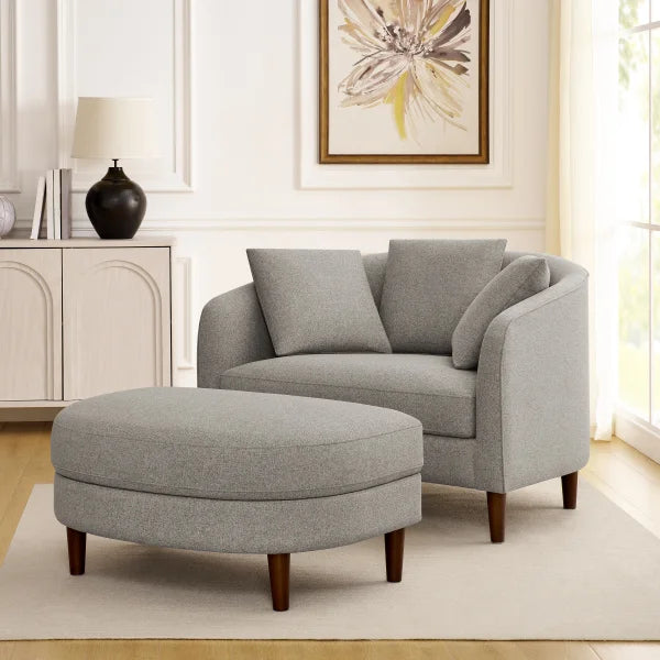 Thomasville Fabric Chair With Storage Ottoman