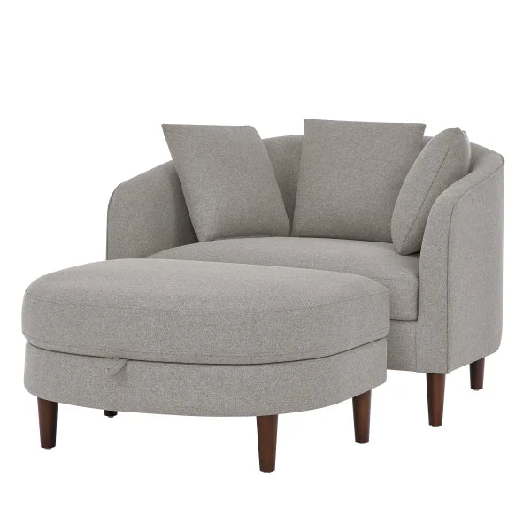 Thomasville Fabric Chair With Storage Ottoman