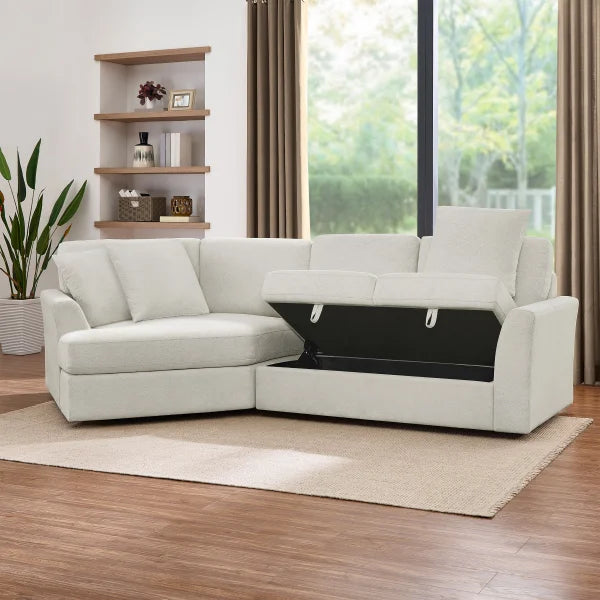 Thomasville 2-piece Fabric Sofa With Wedge Seat and Storage