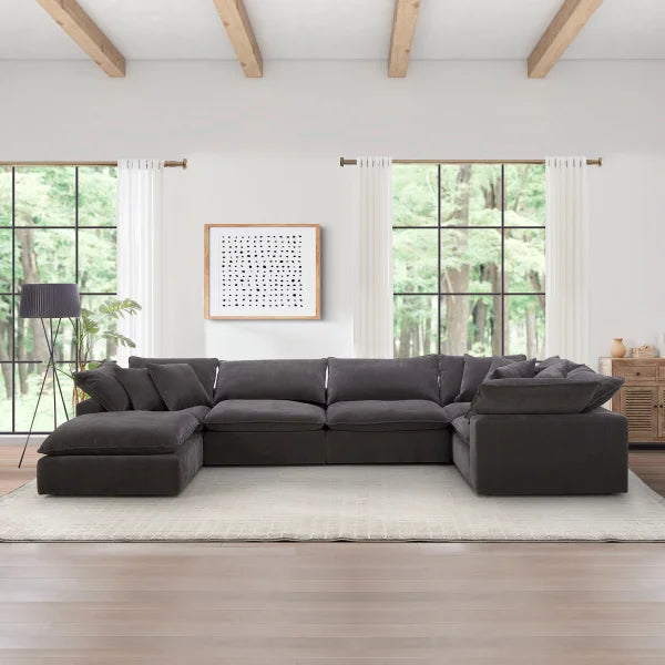 Aiden & Ivy 6-piece Fabric Sectional, Dark Grey