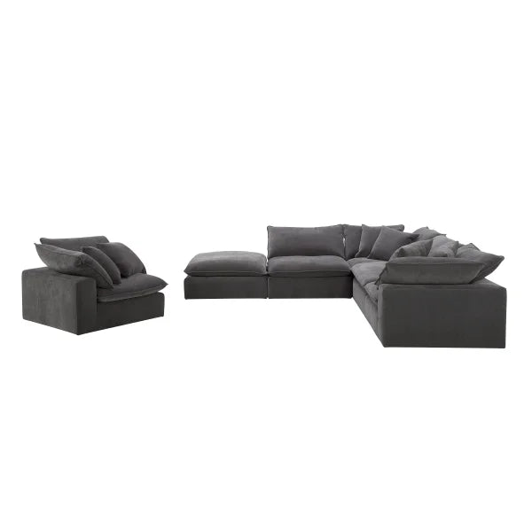 Aiden & Ivy 6-piece Fabric Sectional, Dark Grey
