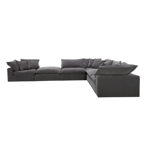 Aiden & Ivy 6-piece Fabric Sectional, Dark Grey
