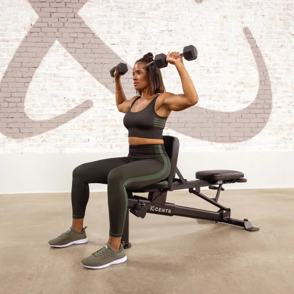 Centr Multi-Adjustable Flat, Incline, Decline Workout Bench with 12-months Centr Membership