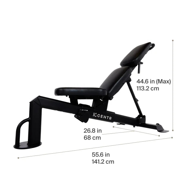 Centr Multi-Adjustable Flat, Incline, Decline Workout Bench with 12-months Centr Membership