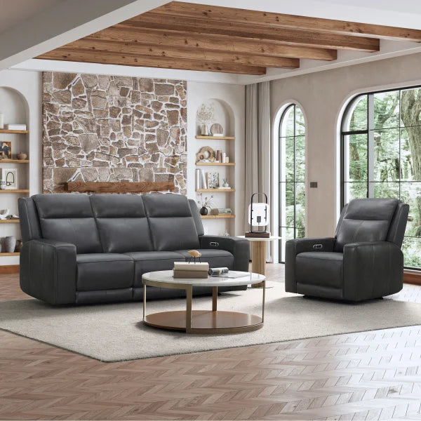 Simon Li – Wren Top-grain Leather Zero Gravity Power Recliner with Power Headrest