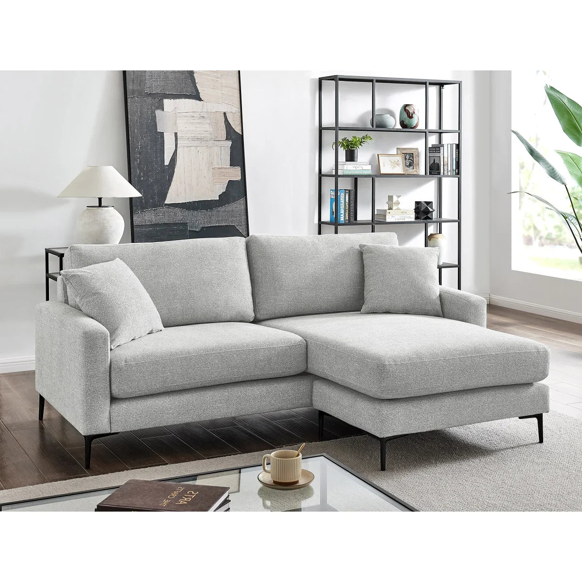 Flip Fabric Reversible Sectional, Grey