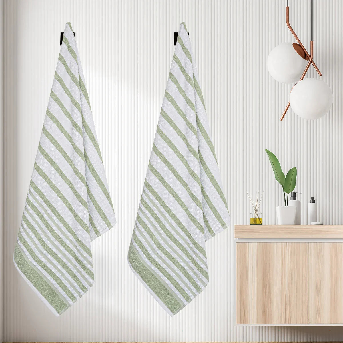 Textured Stripe Bath Sheets, 2-pack