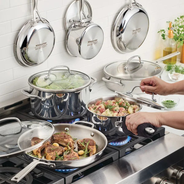 Kitchen Aid 3-Ply Clad Stainless Steel Cookware Set, 12-piece
