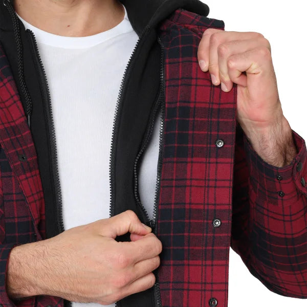 The B.C. Clothing Co. Men’s Quilted Flannel Overshirt With Hood