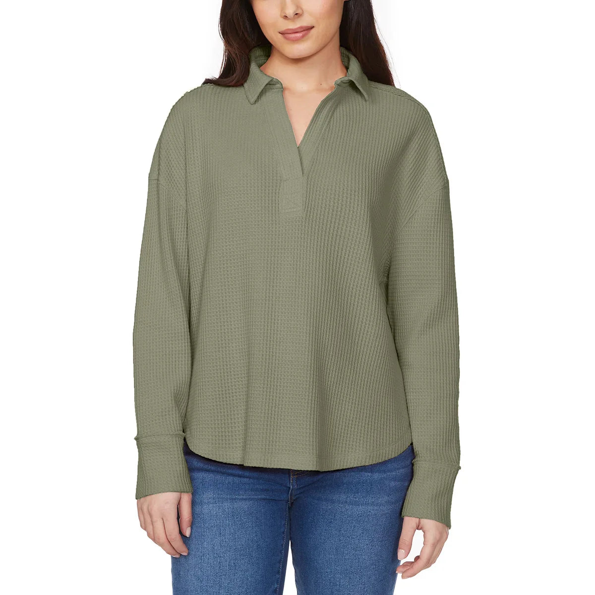 Buffalo Women’s Waffle V-neck Collar Top