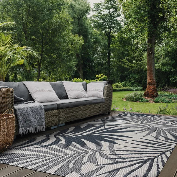 Sonoma Grey Palm Reversible Outdoor Area Rug