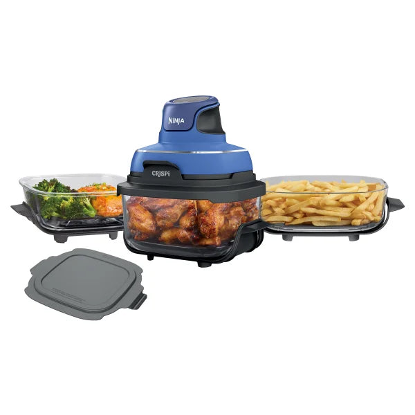 Ninja Crispi 5-in-1 Portable Glass Air Fry Cooking System, 3 Containers and Cover