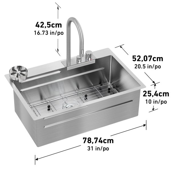 Artika NeoFlow Stainless Steel Single Bowl Kitchen Sink Workstation