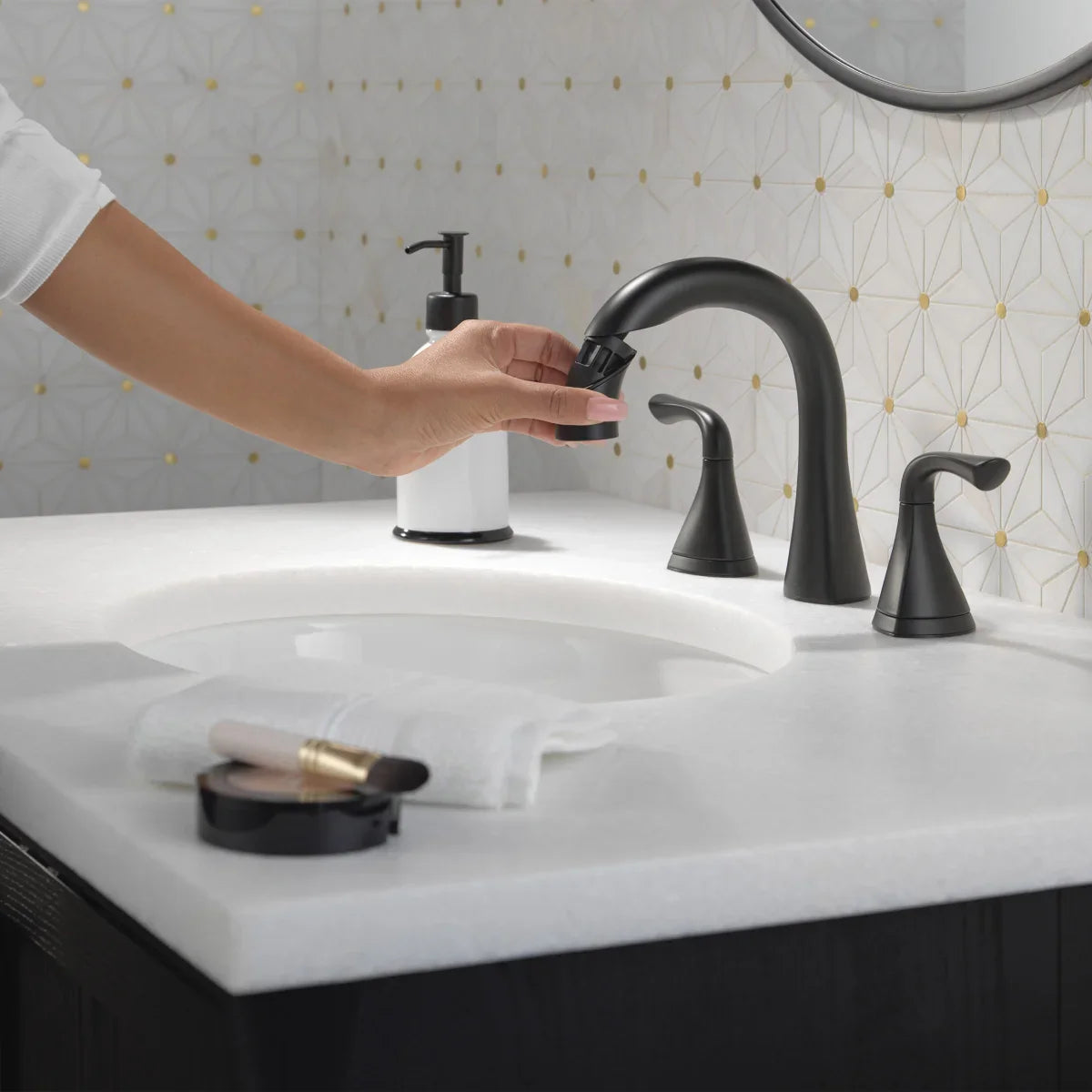 Delta Lampard Two-Handle Pull-Down Bathroom Faucet