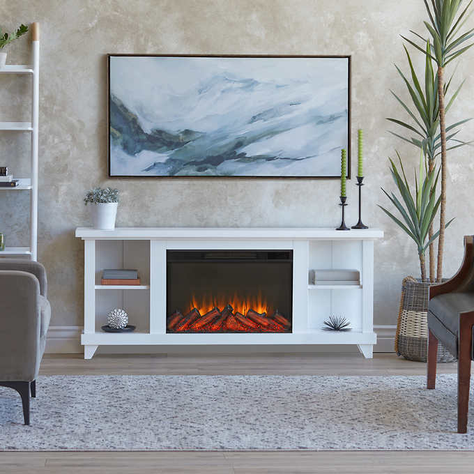 Real Flame Penrose 147.3 cm (58 in.) Slim Media Console Fireplace