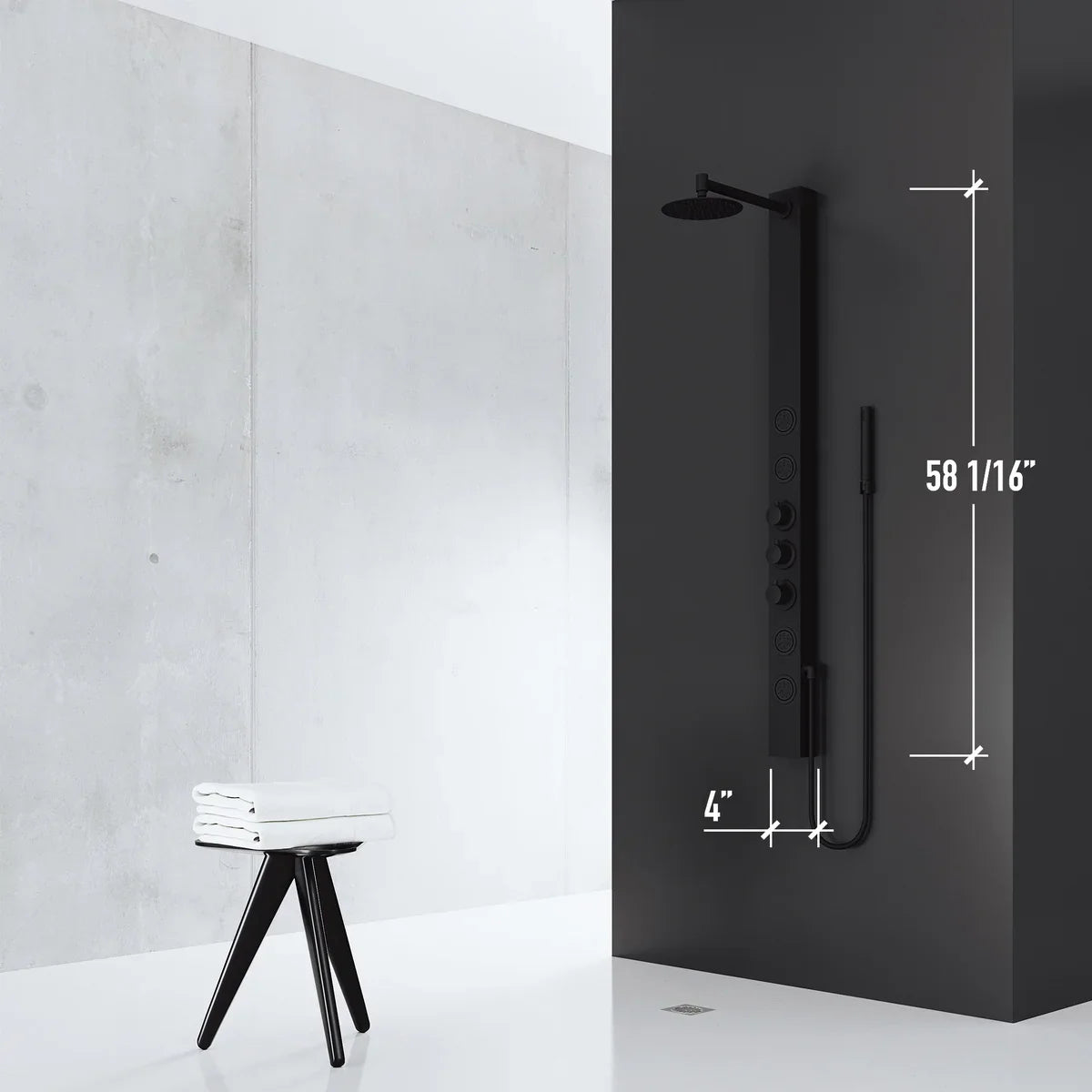 VIGO Sutton 4-jet Shower Panel with Round Head and Hand Shower Wand