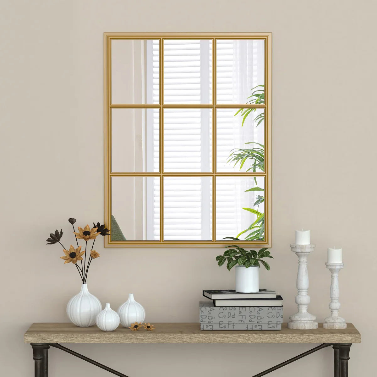 Appollo Clifton Modern 71 cm x 91 cm (28 in. x 36 in.) Window Metal Framed Mirror