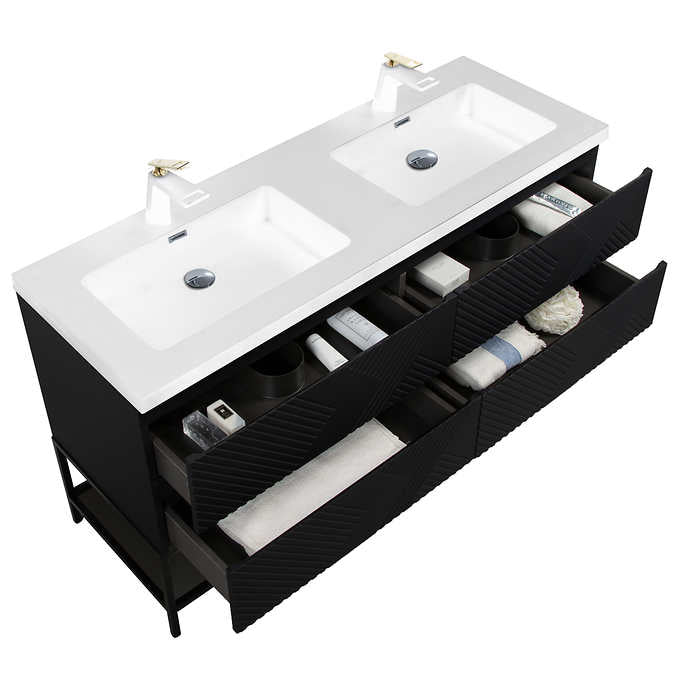 SERA MOORE 60 in. Black Freestanding Vanity