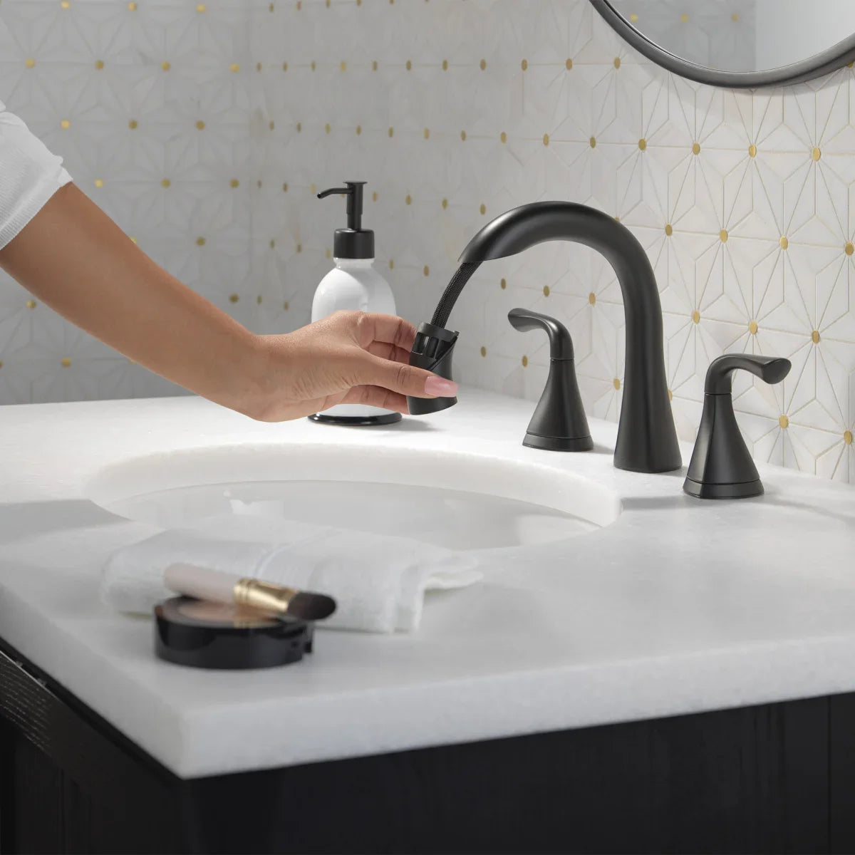 Delta Lampard Two-Handle Pull-Down Bathroom Faucet