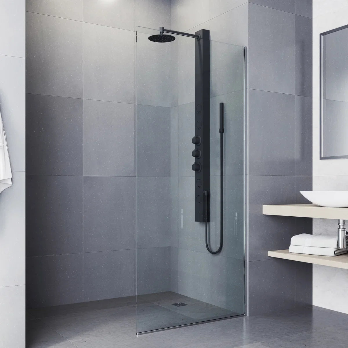VIGO Sutton 4-jet Shower Panel with Round Head and Hand Shower Wand