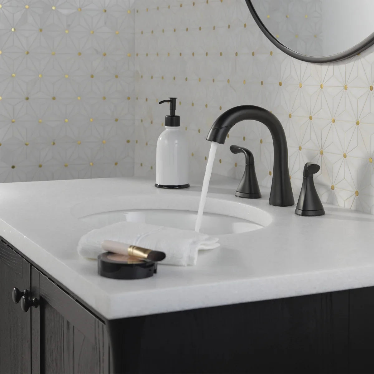 Delta Lampard Two-Handle Pull-Down Bathroom Faucet