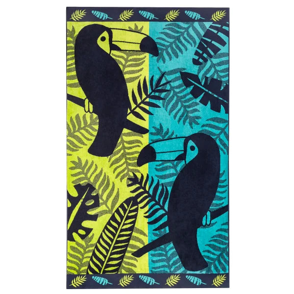 Rainbow & Tropical Toucan Jacquard Beach Towel 2-pack