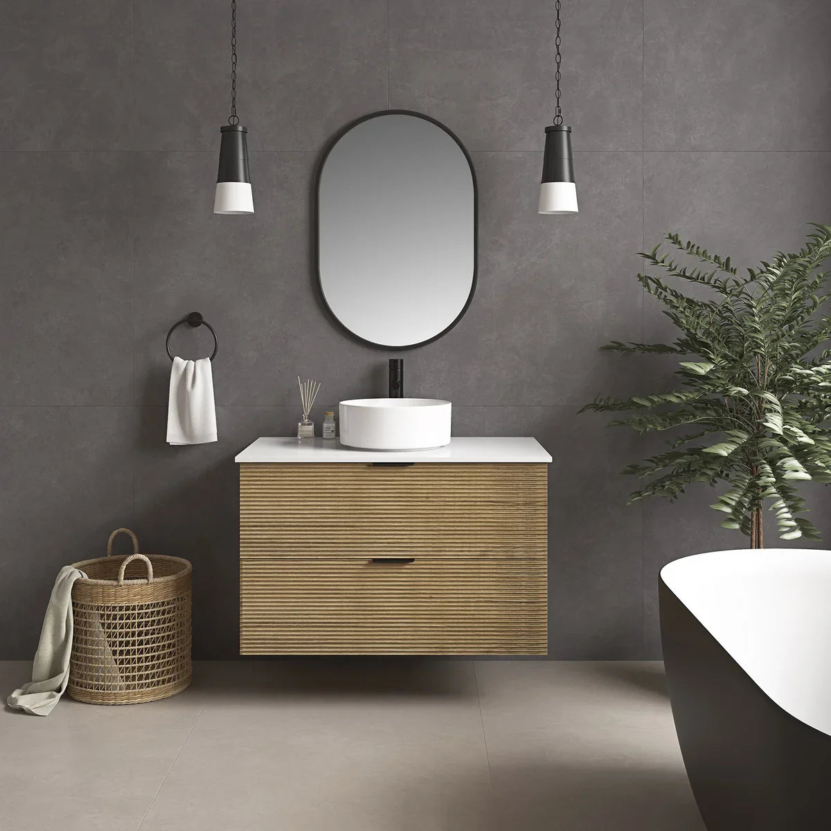 Ove Decors Archie Walnut Vanity with Engineered Stone Top