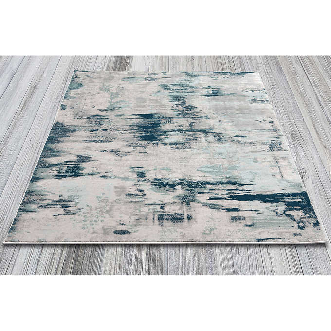 Luxury Blue Grey Contemporary Rug for Elegant Living Spaces