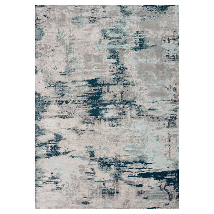 Luxury Blue Grey Contemporary Rug for Elegant Living Spaces