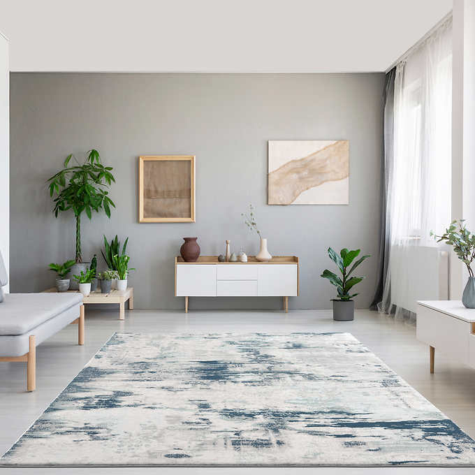 Luxury Blue Grey Contemporary Rug for Elegant Living Spaces