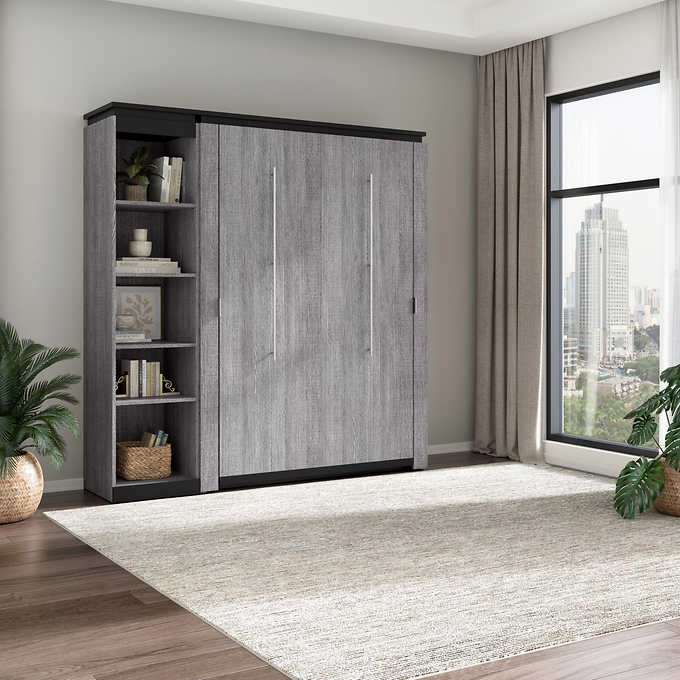 Bestar Orion 2-piece Double Wall Bed with Storage Shelf