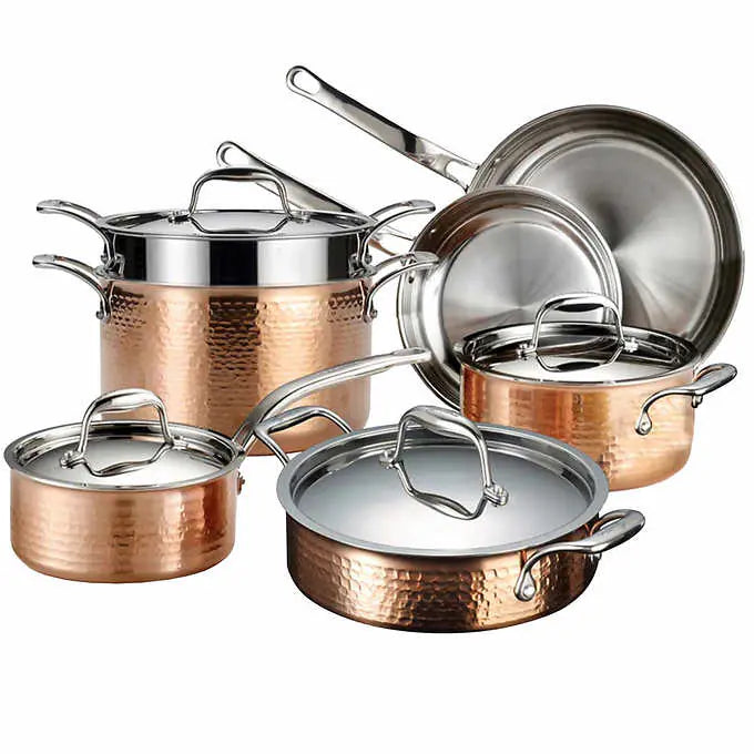 Martellata Copper 3-Ply Cookware Set, 11-piece