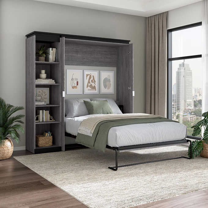 Bestar Orion 2-piece Double Wall Bed with Storage Shelf