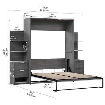 Bestar Cielo 3-piece Queen Wall Bed with 2 Night Stands