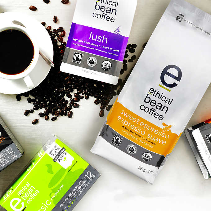 Ethical bean coffee Sweet Espresso Medium Dark Roast Whole Bean Coffee, 2 × 907 g