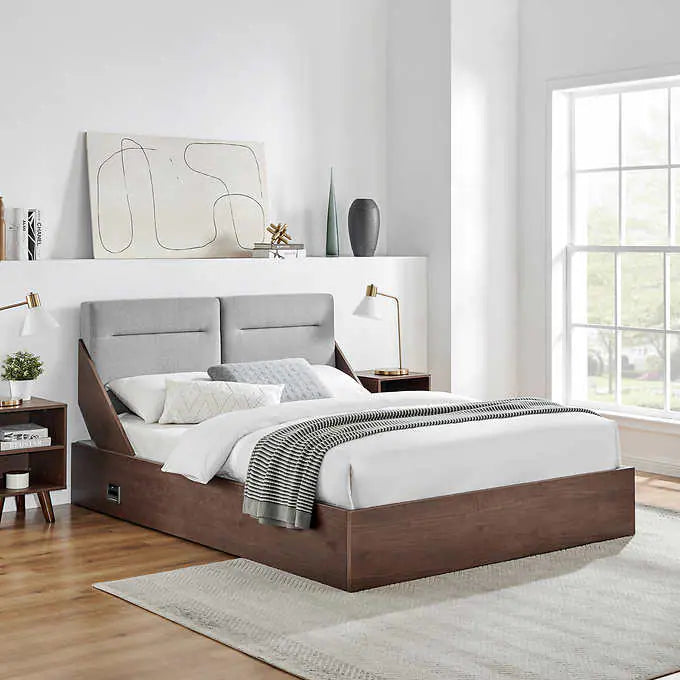 Smart Lift-Up Bed with Integrated Wireless Charging and Bluetooth Speakers