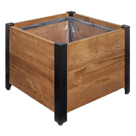 Grapevine Urban Garden Planter, Recycled Wood and Metal, Square