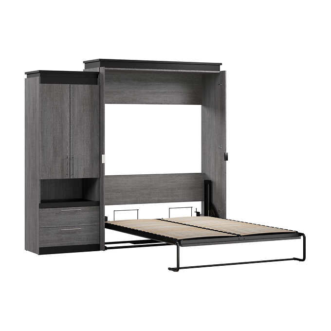 Bestar Orion 2-piece Queen Wall Bed with Storage Cabinet and Fold Shelf